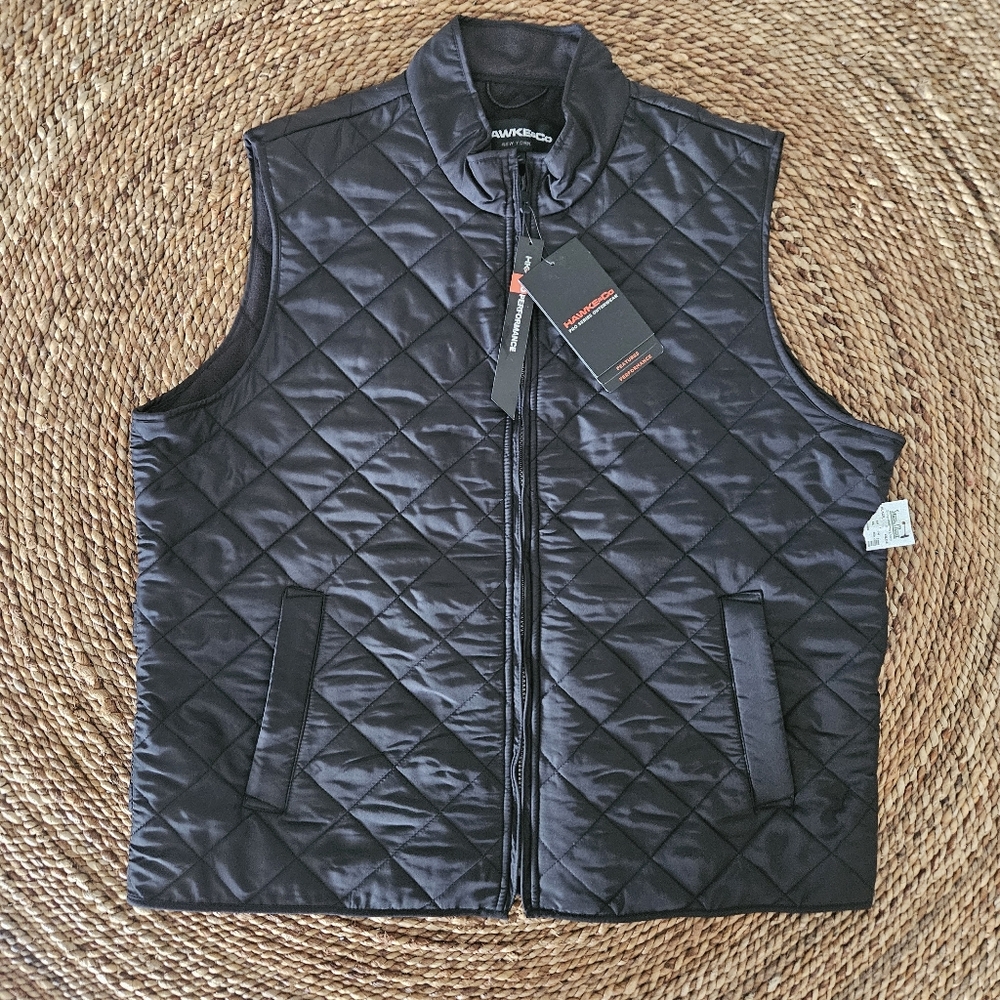 NEW w/ Tags Mens XL Hawke & Co Black Quilted Vest